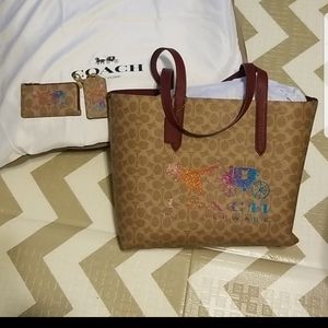 Coach Rexy Tote Slim Wallet and Lg Keytag